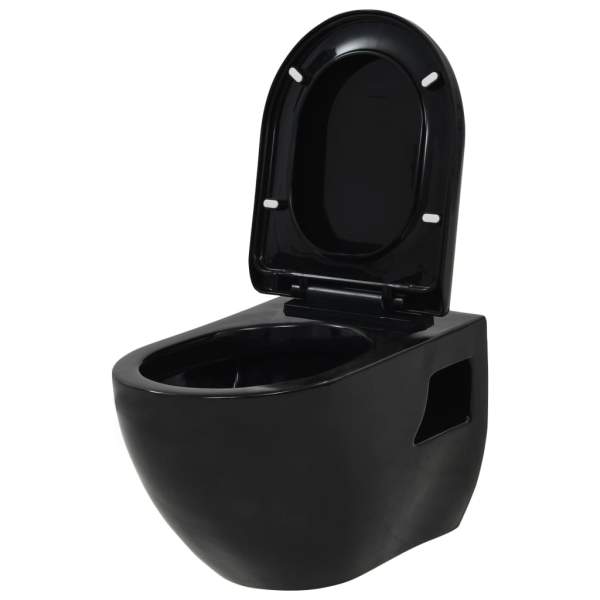Hänge-Toilette mit Unterputzspülkasten Keramik Schwarz Hänge-Toilette mit Unterputzspülkasten Keramik Schwarz
