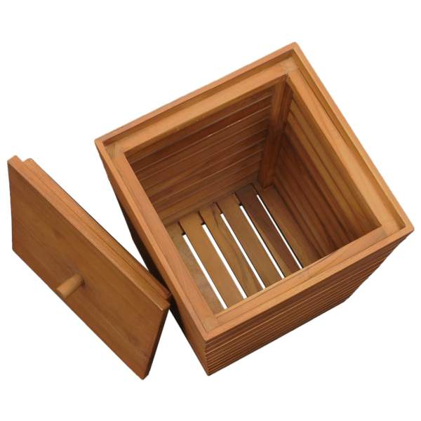  Wäschekorb 30×30×45 cm Teak Massivholz