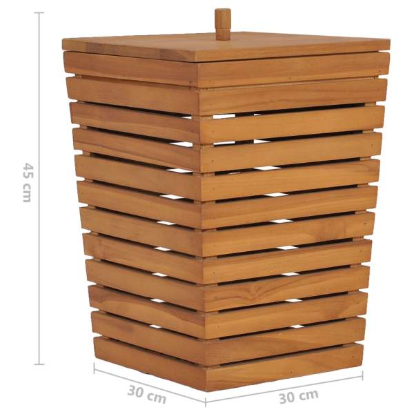  Wäschekorb 30×30×45 cm Teak Massivholz