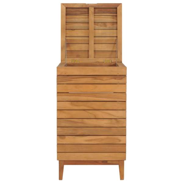  Wäschekorb 40×40×70 cm Teak Massivholz