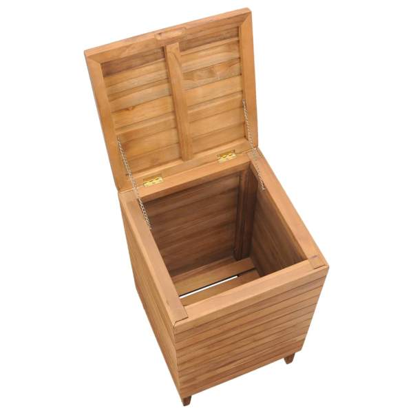  Wäschekorb 40×40×70 cm Teak Massivholz