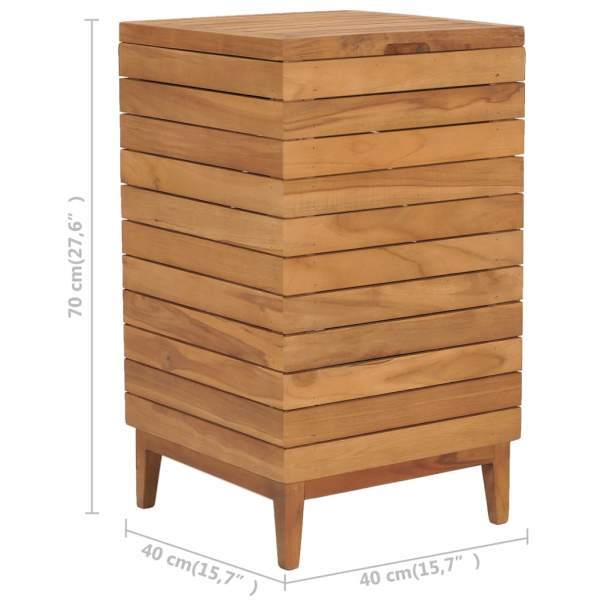 Wäschekorb 40×40×70 cm Teak Massivholz
