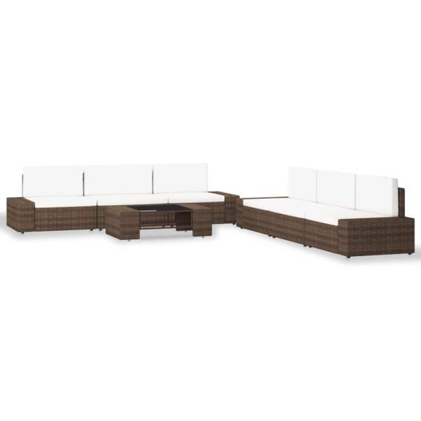  7-tlg. Garten-Lounge-Set Poly Rattan Braun