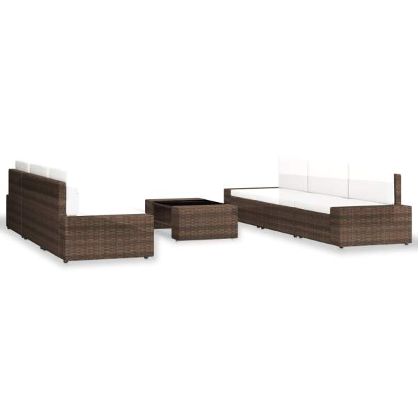  7-tlg. Garten-Lounge-Set Poly Rattan Braun