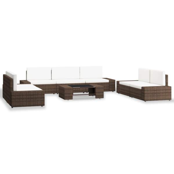  8-tlg. Garten-Lounge-Set Poly Rattan Braun