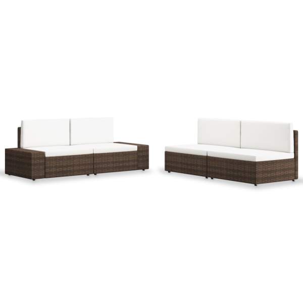  4-tlg. Garten-Lounge-Set Poly Rattan Braun