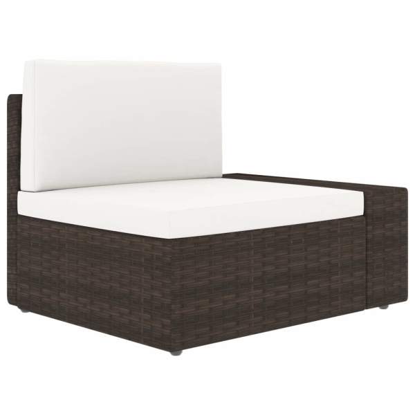  5-tlg. Garten-Lounge-Set Poly Rattan Braun