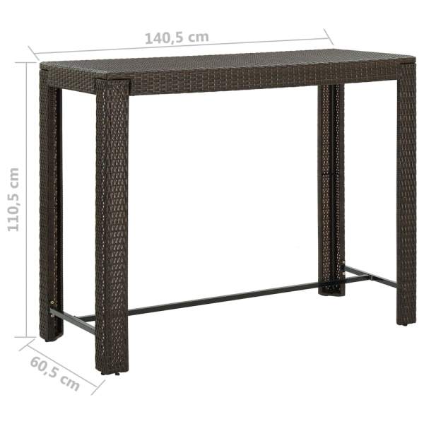  Garten-Bartisch Braun 140,5x60,5x110,5 cm Poly Rattan