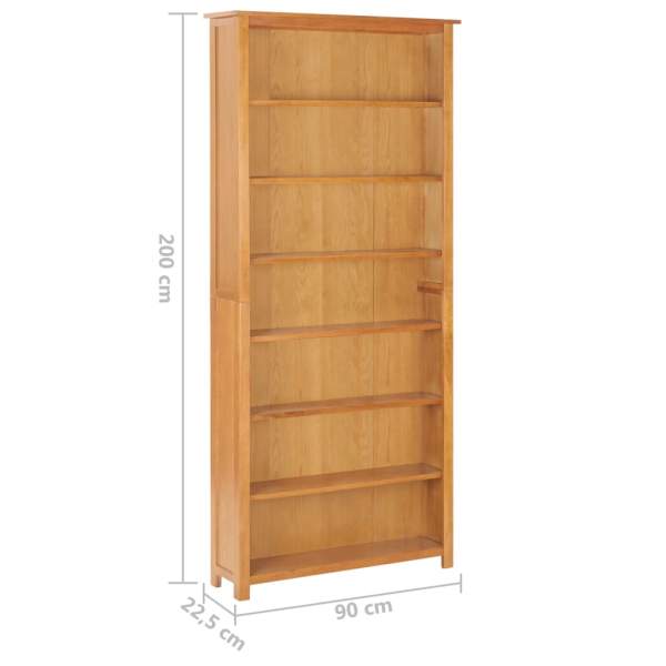  Bücherregal 6 Fächer 90×22,5×200 cm Massivholz Eiche