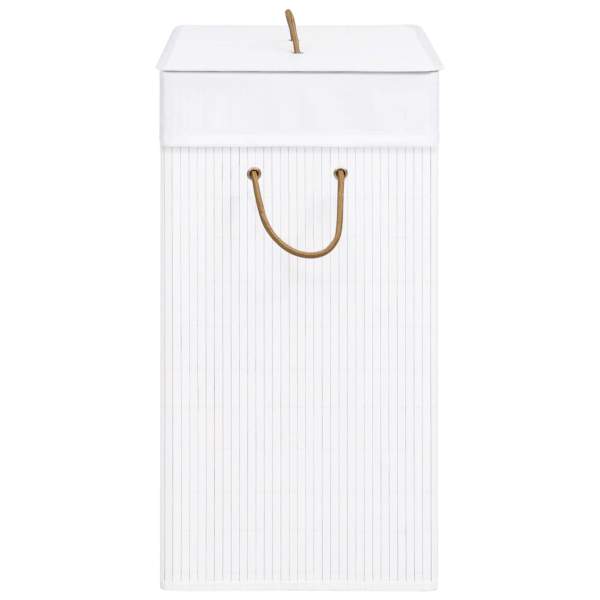  Bambus-Wäschekorb mit 1 Fach Weiß 83 L