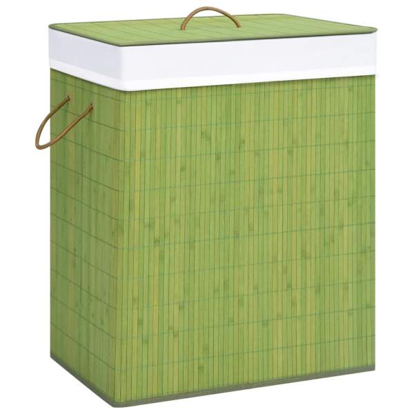  Bambus-Wäschekorb mit 1 Fach Grün 83 L