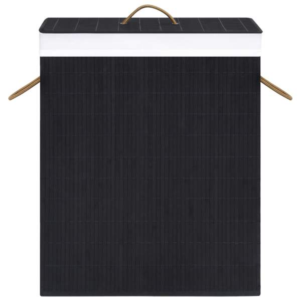  Bambus-Wäschekorb mit 1 Fach Schwarz 83 L