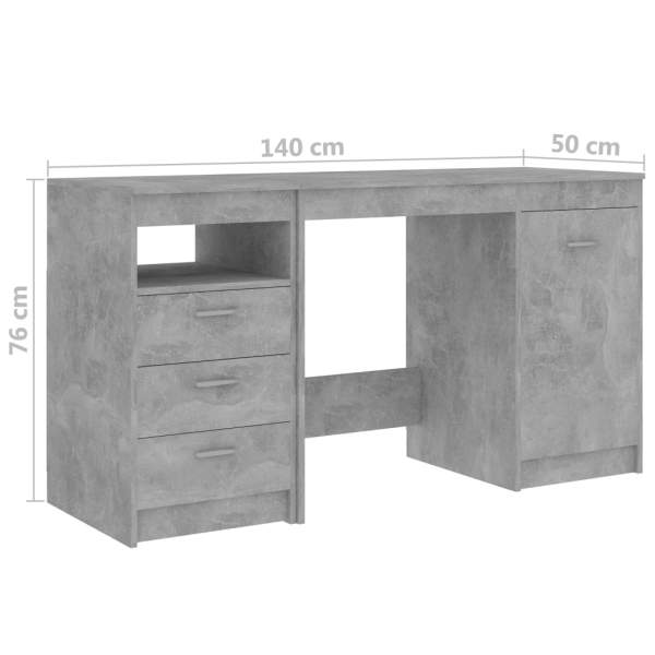  Schreibtisch Betongrau 140x50x76 cm Holzwerkstoff