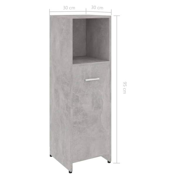  Badezimmerschrank Betongrau 30x30x95 cm Holzwerkstoff