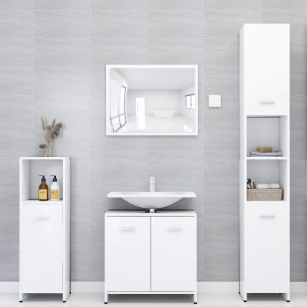  Badezimmerschrank Weiß 30x30x183,5 cm Holzwerkstoff