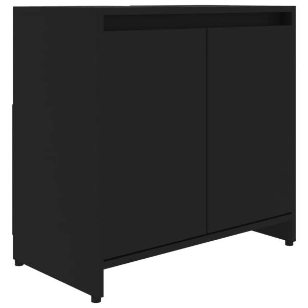  Badezimmerschrank Schwarz 60x33x61 cm Holzwerkstoff