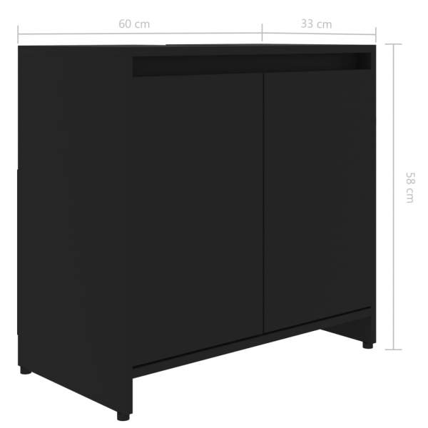  Badezimmerschrank Schwarz 60x33x61 cm Holzwerkstoff