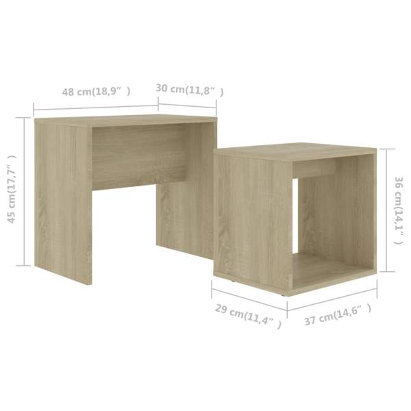  Couchtisch-Set Sonoma-Eiche 48 x 30 x 45 cm Holzwerkstoff