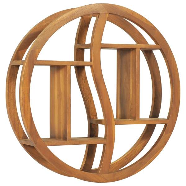  Wandregal Yin und Yang 60x15x60 cm Teak Massivholz 