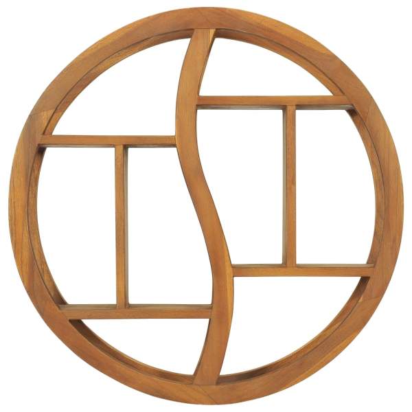  Wandregal Yin und Yang 60x15x60 cm Teak Massivholz 