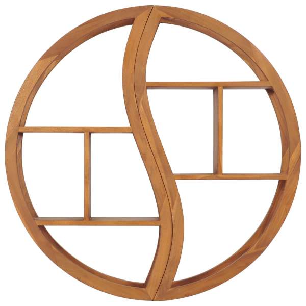  Wandregal Yin und Yang 100x20x100 cm Teak Massivholz 