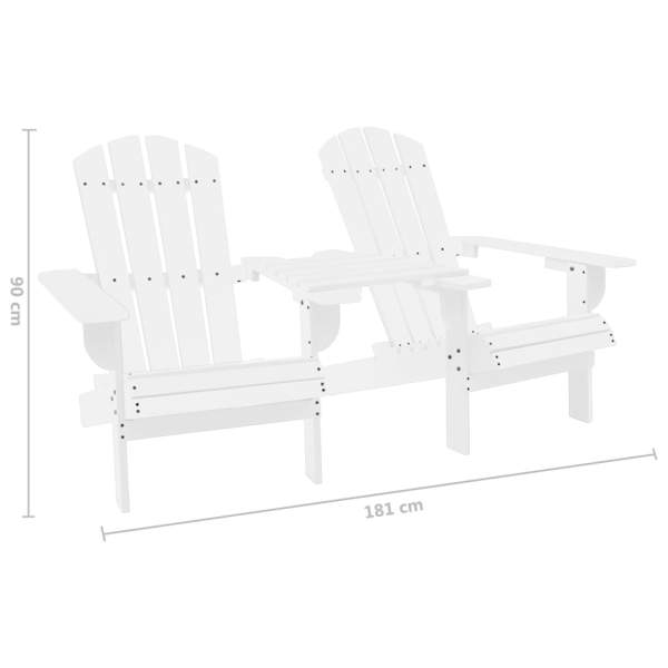  Adirondack-Gartenstühle mit Tisch Massivholz Tanne Weiß
