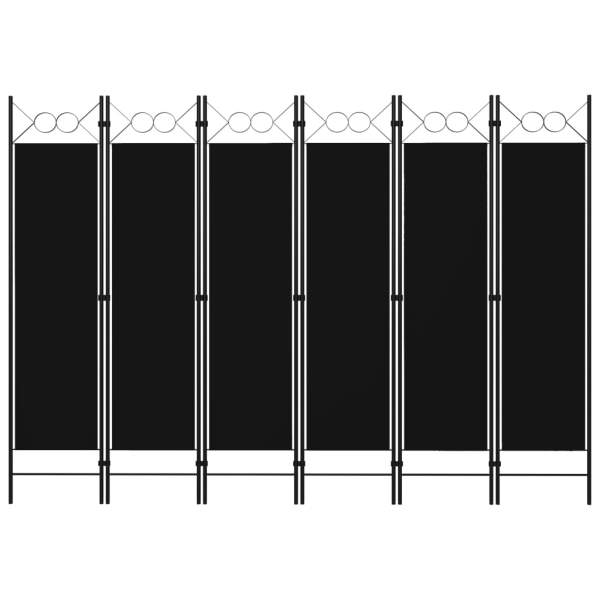  6-tlg. Raumteiler Schwarz 240 x 180 cm