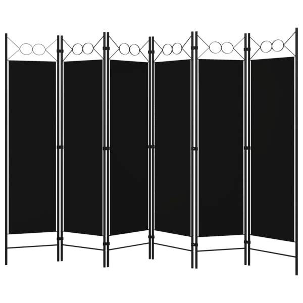  6-tlg. Raumteiler Schwarz 240 x 180 cm