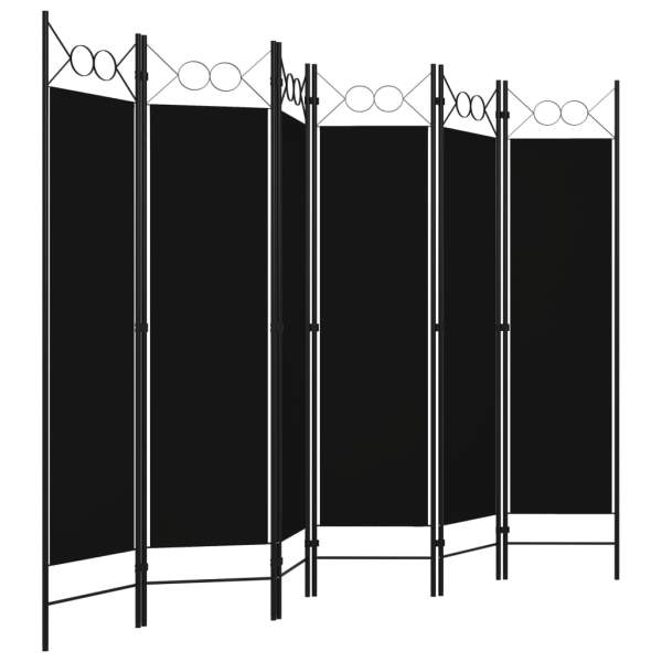 6-tlg. Raumteiler Schwarz 240 x 180 cm