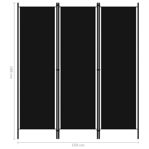  3-tlg. Raumteiler Schwarz 150x180 cm