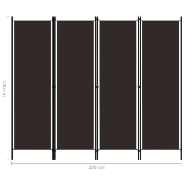  4-tlg. Raumteiler Braun 200x180 cm 