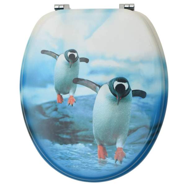  Toilettensitz mit Deckel MDF Pinguin-Design