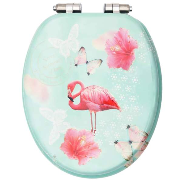  Toilettensitz mit Soft-Close-Deckel MDF Flamingo-Design