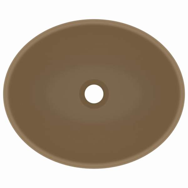  Luxuriöses Ovales Waschbecken Matt Creme 40x33 cm Keramik