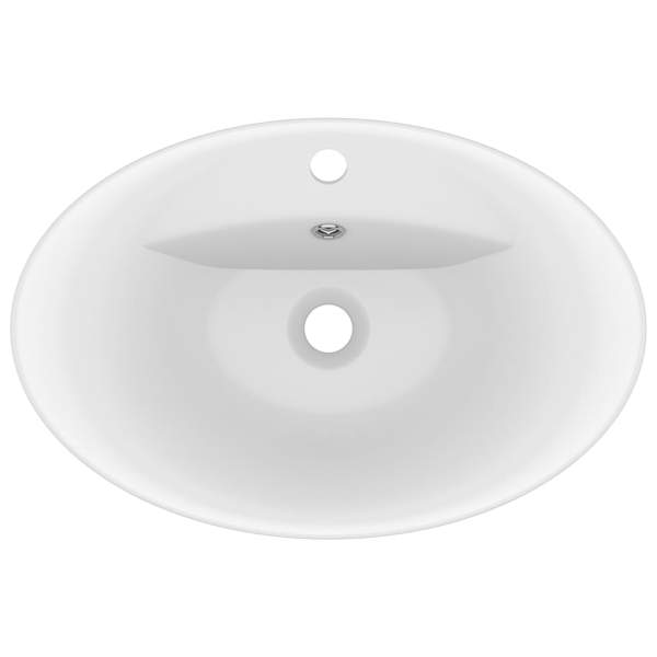  Luxus-Waschbecken Überlauf Oval Matt-Weiß 58,5x39 cm Keramik   
