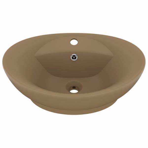  Luxus-Waschbecken Überlauf Oval Matt Creme 58,5x39cm Keramik   