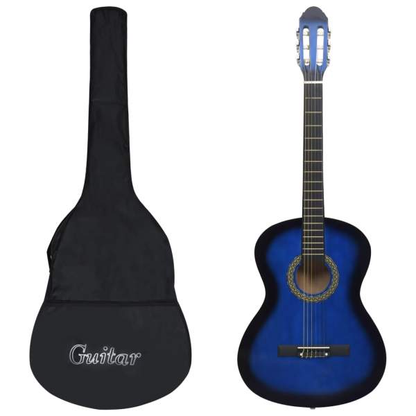  Klassikgitarre für Anfänger mit Tasche Blau 4/4 39"