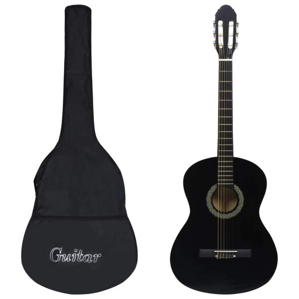  Klassikgitarre für Anfänger mit Tasche Schwarz 4/4 39"