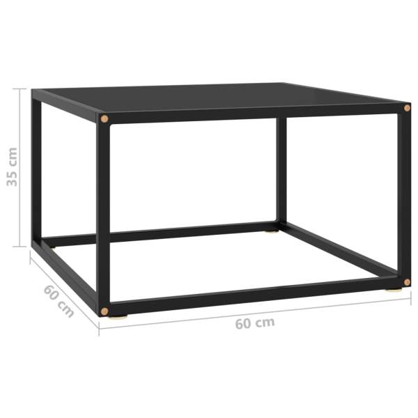  Beistelltisch Schwarz mit Schwarzem Glas 60x60x35 cm