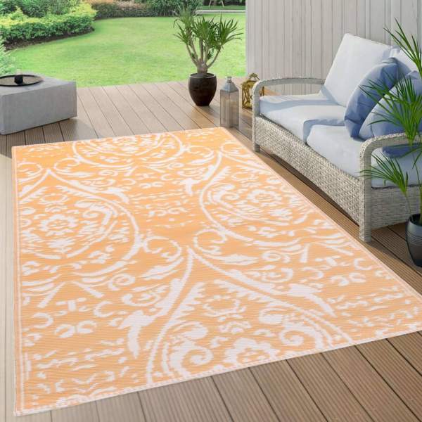  Outdoor-Teppich Orange und Weiß 190x290 cm PP