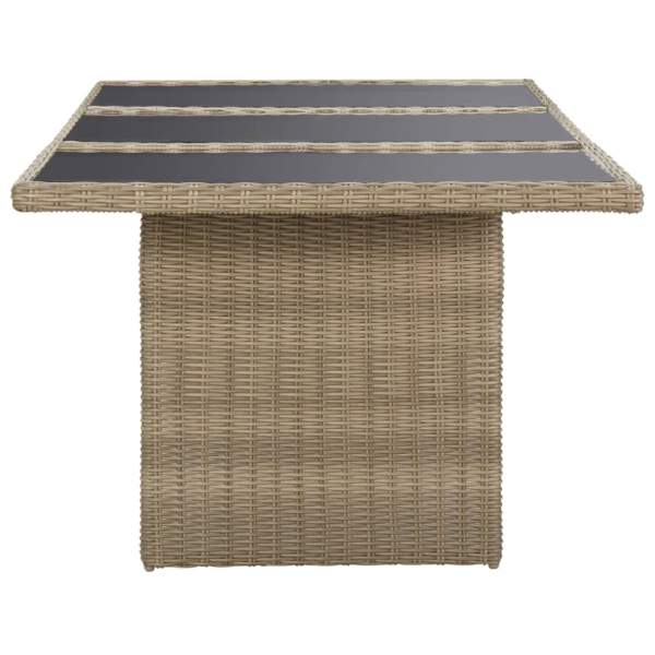  Garten-Esstisch Braun 200x100x74 cm Glas und Poly Rattan 