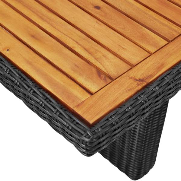  Garten-Esstisch Schwarz 200x100x74 cm Poly Rattan 