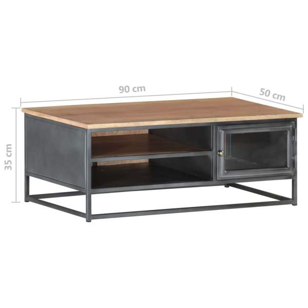  Couchtisch Grau 90x50x35 cm Massivholz Akazie