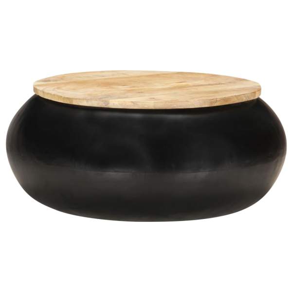 323533  Coffee Table Black 68x68x30 cm Solid Mango Wood