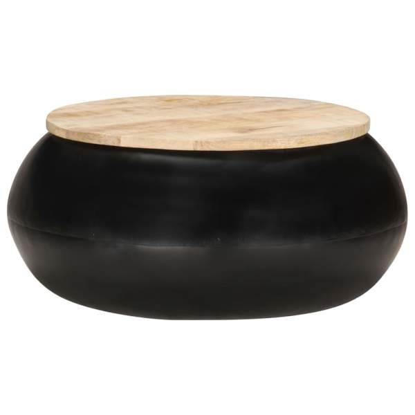 323533  Coffee Table Black 68x68x30 cm Solid Mango Wood