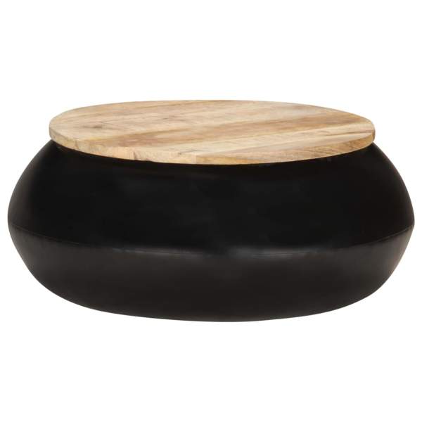 323533  Coffee Table Black 68x68x30 cm Solid Mango Wood