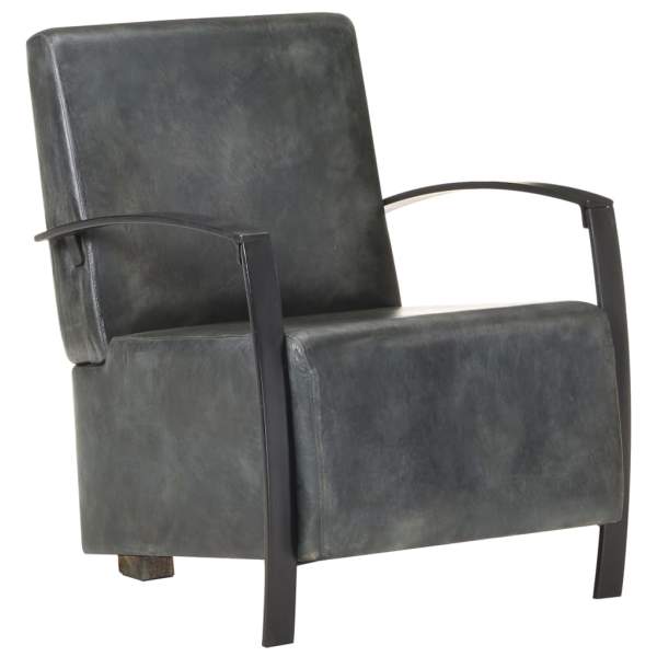  Sessel Distressed Grau Echtleder