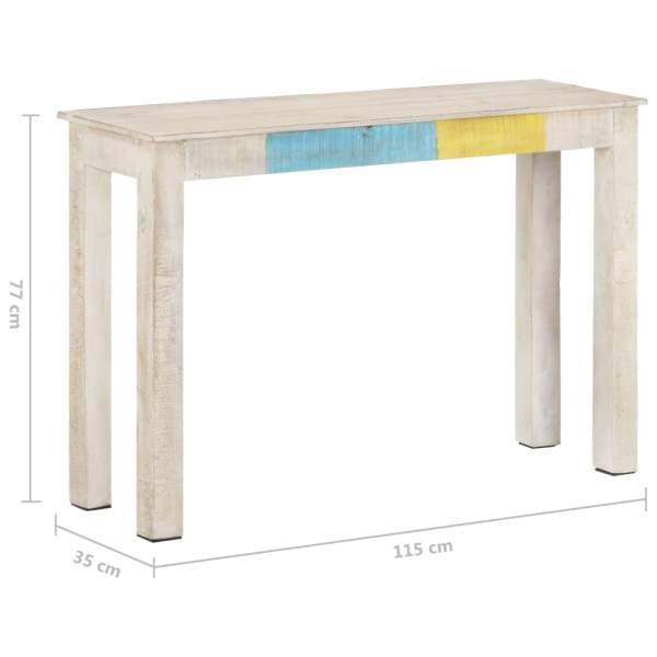  Konsolentisch Weiß 115x35x77 cm Raues Mangoholz