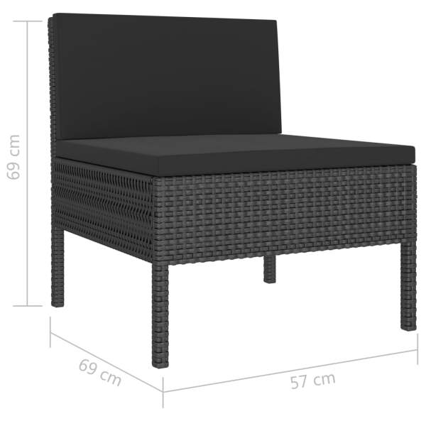  3-tlg. Garten-Lounge-Set mit Auflagen Poly Rattan Schwarz