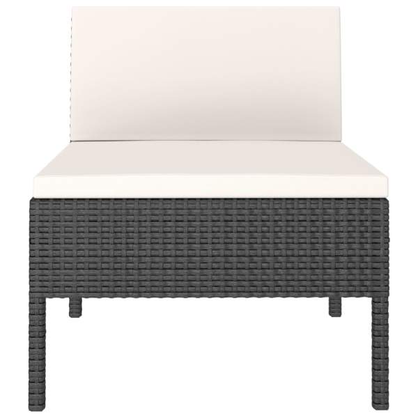  Gartenstühle 3 Stk. mit Auflagen Poly Rattan Schwarz